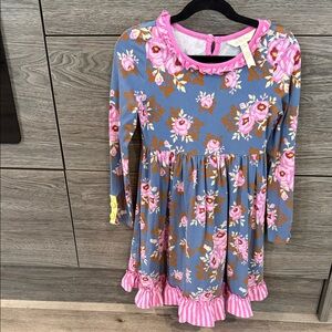 Matilda Jane Blue Floral Dress with Pink Trim